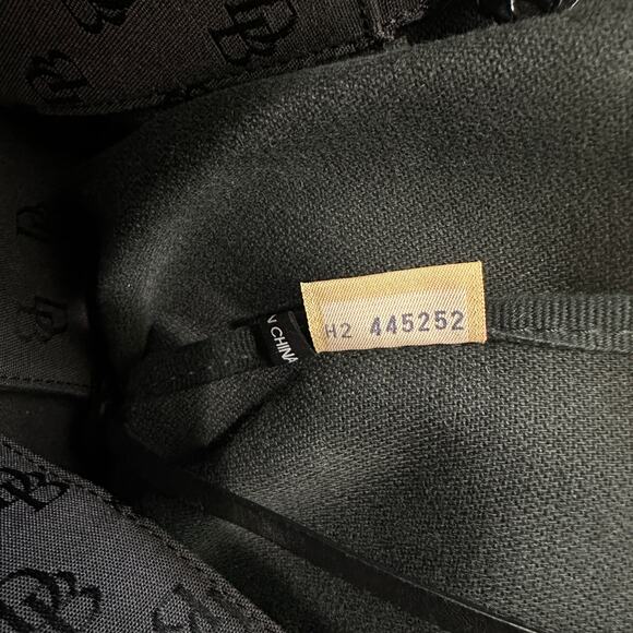 VTG Dooney & Bourke Y2K Black Large Shoulder Tote Signature Logo Leather Trim - Picture 7 of 9